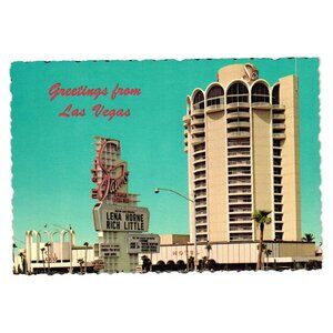 Vintage Postcard Greetings Sands Marquee Lena Horne Rich Little Strip Las Vegas